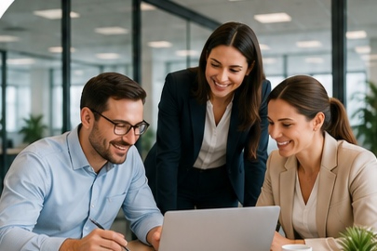 Equipo profesional trabajando en una oficina